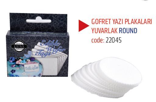 PASTA SÜSÜ (GOFRET) YAZI ETİKETİ YUVARLAK 24ad